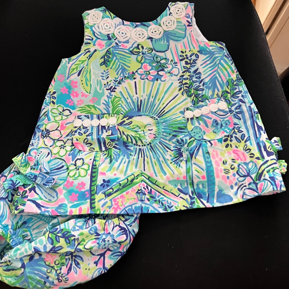 New Lilly Pulitzer Infant Shift Dress Multi Lilly's House 3-6 Mon